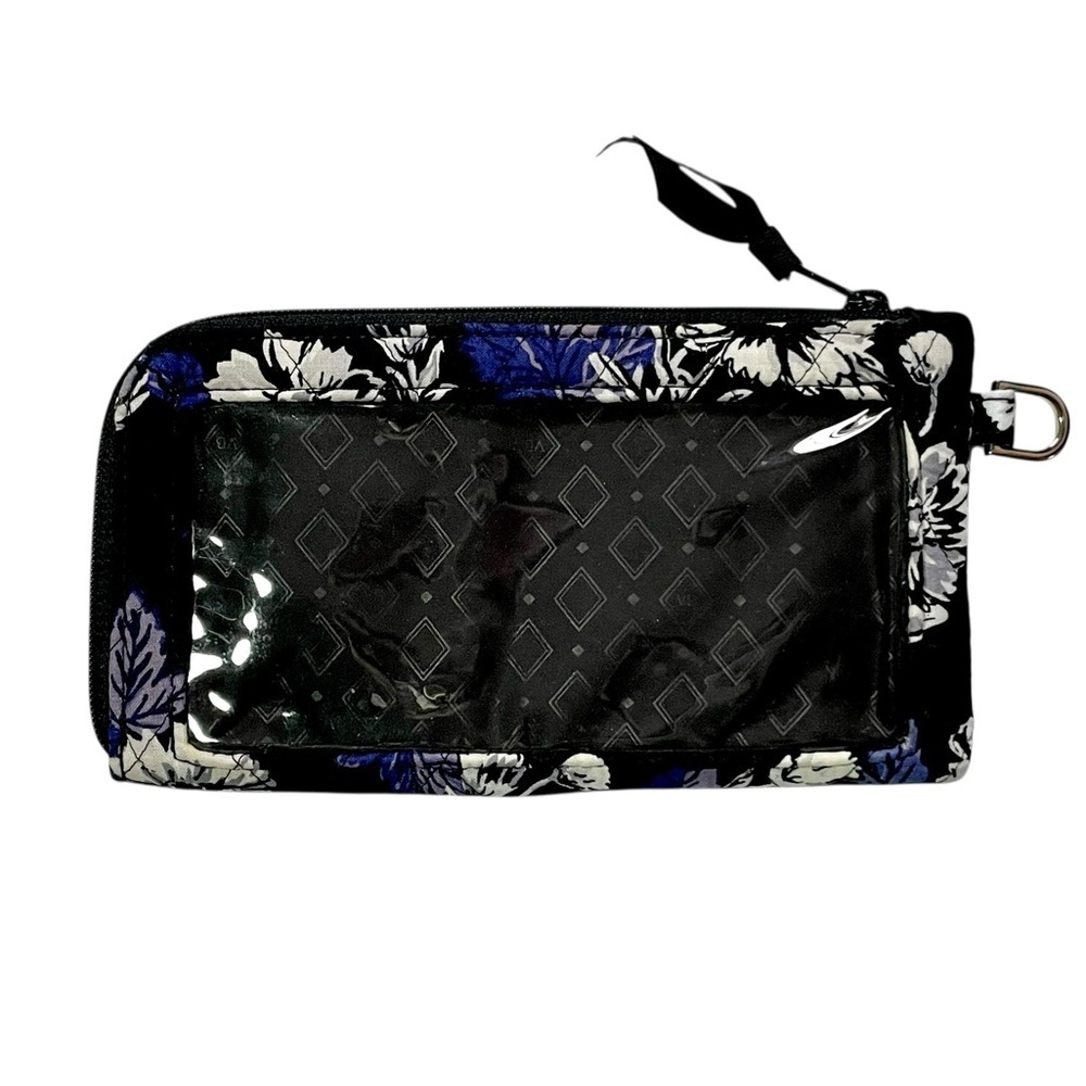 Vera Bradley Black Floral Quilted Zip Wallet Wristlet ID Card Holder - Picture 3 of 3